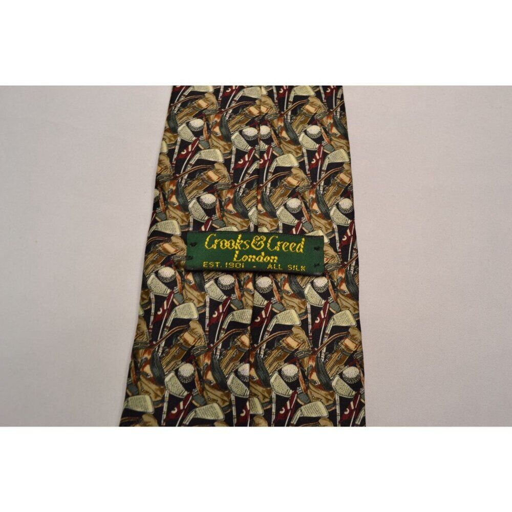 Crooks & Creed London Men's Green Silk Golf Tie